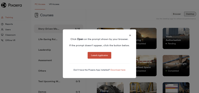 Launch Pixaera Application